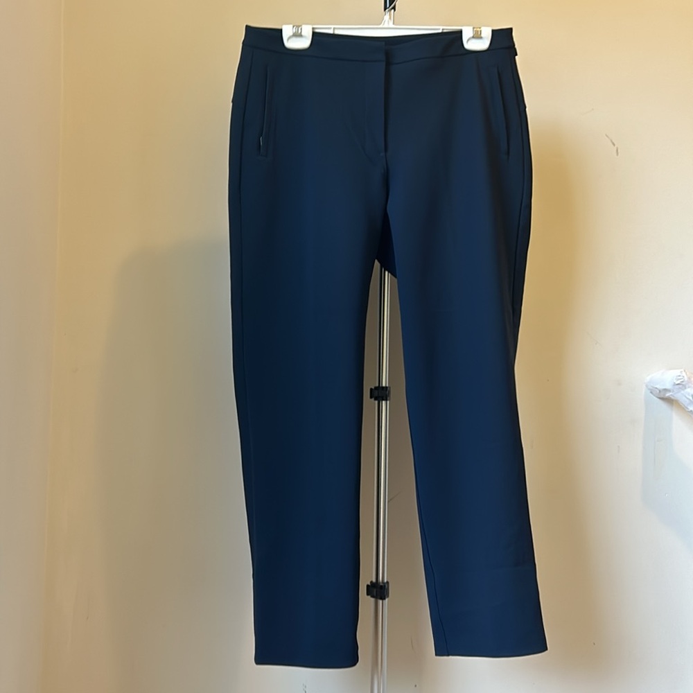 Lululemon On The Move Ankle Pant Size 10 Blue Trousers Work Travel Zip Pockets